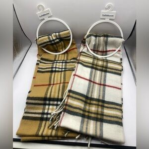 Pair of Croft & Barrow Plaid Scarves‎ in Gold and White